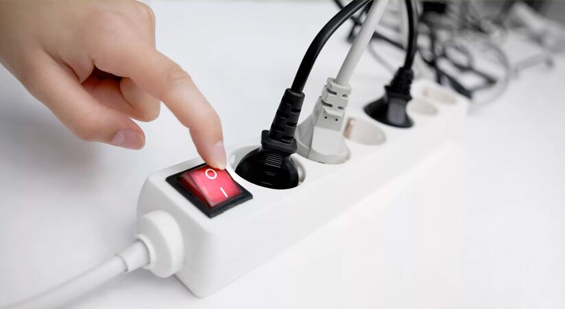 Desligando a energia do cabo de extensão